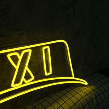 TAXI Hut LED Neonschild Gelbes Neonlicht als Wanddekoration für Bar Club Garage Spielzimmer und moderne Räume