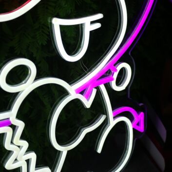 Cartoon Schädel LED Neonschild mit Narrenkappe Abstraktes Herz Motiv Neon Wandlicht