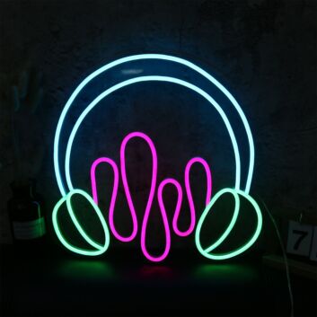 Modernes LED Neonschild Kopfhörer Motiv abstraktes Neon Wandlicht für Musikzimmer Studio Schlafzimmer oder Gaming Raum