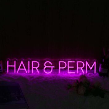 HAIR & PERM LED-Neonschild für Friseursalon