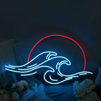 Wellen LED Neonschild mit Sonnenuntergang Modernes Neon Wandlicht