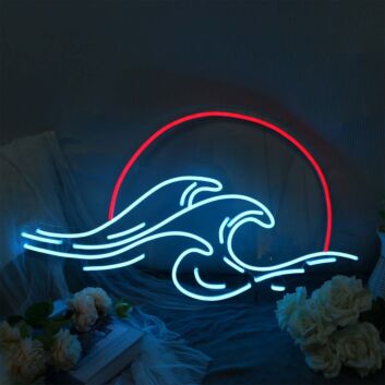Wellen LED Neonschild mit Sonnenuntergang Modernes Neon Wandlicht