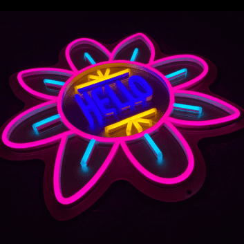 Hello Blumen-LED-Neonschild