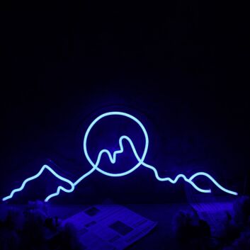 Mond und Berge LED Neonschild Minimalistisches Neon Wandlicht