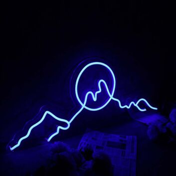 Mond und Berge LED Neonschild Minimalistisches Neon Wandlicht