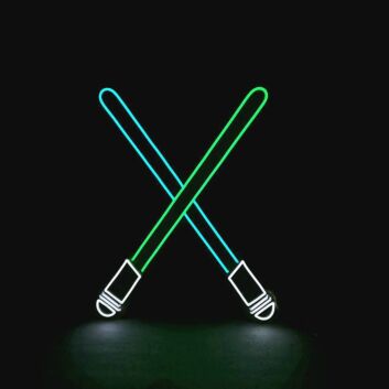 Gekreuzte Lichtschwerter LED-Neonschild für Gamingzimmer und Bar