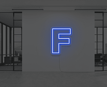 Buchstabe F LED Neonschild für Büro und Arbeitsplatz
