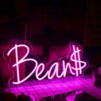 Bean$ LED Neonschild für Café und Coffee Shop