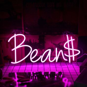 Bean$ LED Neonschild für Café und Coffee Shop