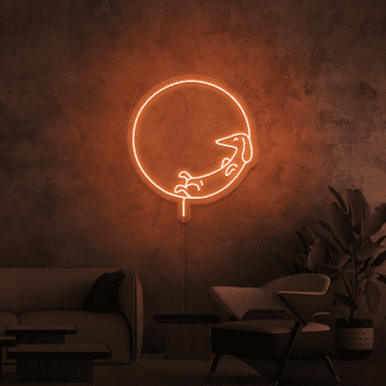 Dackel im Kreis LED-Neonschild Wohnzimmer Bar
