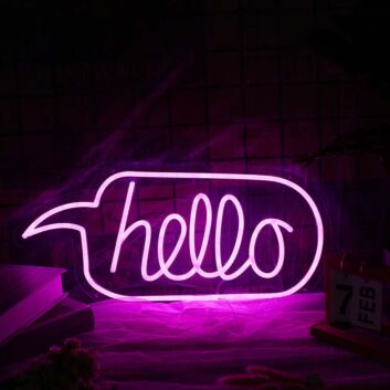 Hello LED Neonschild als Wanddekoration