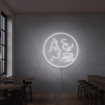 Frau mit Kaffeetasse LED-Neonschild für Café Restaurant