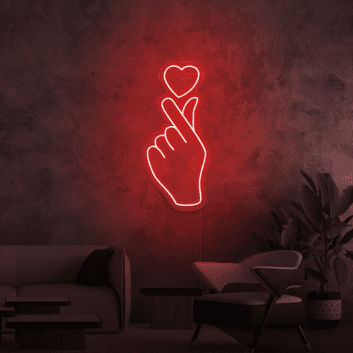 Hand mit Herzsymbol LED-Neonschild Wohnzimmer Schlafzimmer
