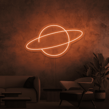 Planet mit Ring LED-Neonschild Wohnzimmer Büro