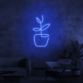 Topfpflanze LED-Neonschild Wohnzimmer
