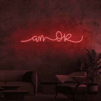 Amor LED Neon Schriftzug als moderne Wanddekoration