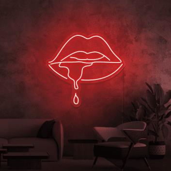 Lippen mit Tropfen LED-Neonschild Bar Wohnzimmer