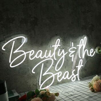 Beauty And The Beast White Neon Sign
