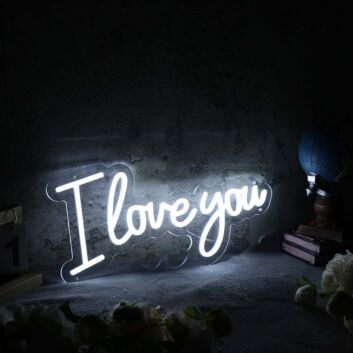 I Love You White LED Custom Neon Sign