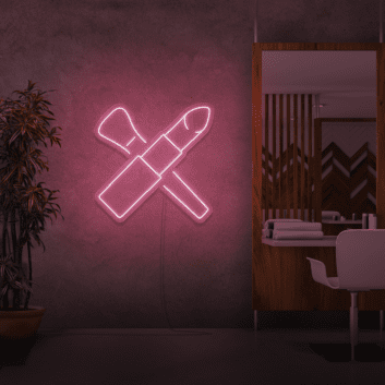 Lippenstift und Make-up-Pinsel LED-Neonschild für Kosmetikstudio und Friseursalon