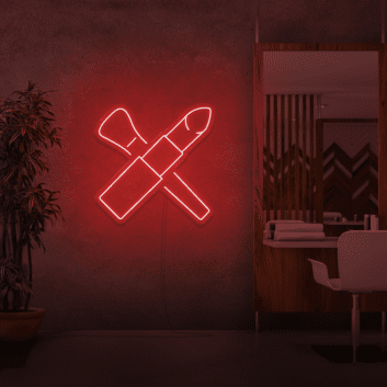 Lippenstift und Make-up-Pinsel LED-Neonschild für Kosmetikstudio und Friseursalon