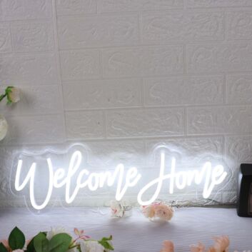 Welcome Home White Neon Sign