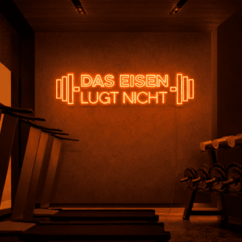 Motivations Fitness LED-Neonschild „DAS EISEN LÜGT NICHT“