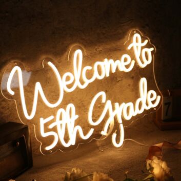 Welcome To 5th Grade Yellow Neon Sign