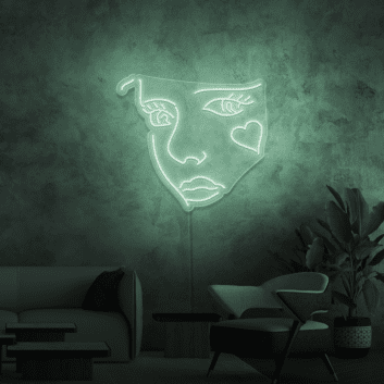 Gesicht mit Herzsymbol LED-Neonschild für Wohnzimmer Kunstdekor