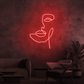 Abstraktes Gesicht LED-Neonschild für Wohnzimmer oder Studio