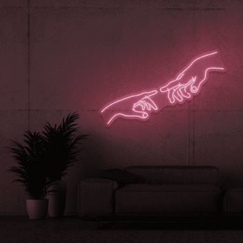 zwei sich berührende Hände LED-Neonschild Wohnzimmer Studio