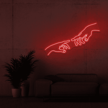 zwei sich berührende Hände LED-Neonschild Wohnzimmer Studio