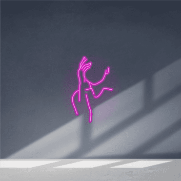 Gesicht mit angehobener Hand LED-Neonschild