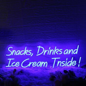 Snacks, Drinks and Ice Cream Inside! LED-Neonschild