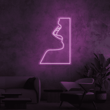 Profil eines Gesichts mit geöffnetem Mund LED-Neonschild Wohnzimmer Lounge