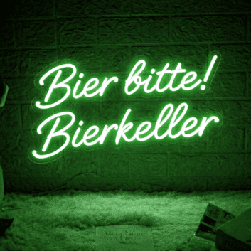 Bier bitte! Bierkeller LED-Neonschild für Bar und Kneipe