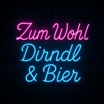 Zum Wohl Dirndl & Bier LED-Neonschild für Bar und Oktoberfest