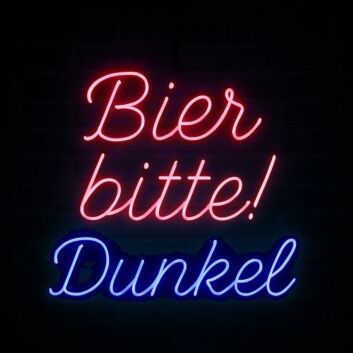 Bier bitte! Dunkel LED-Neonschild für Bar und Kneipe