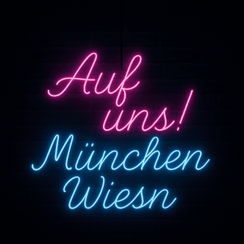 Auf uns! München Wiesn LED-Neonschild für Oktoberfest Bar