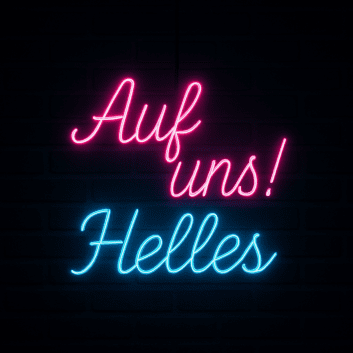 Auf uns! Helles LED-Neonschild für Bar Brauerei