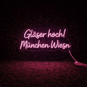 Gläser hoch! München Wiesn LED-Neonschild für Bar und Festival