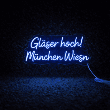 Gläser hoch! München Wiesn LED-Neonschild für Bar und Festival