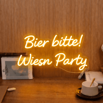 Bier bitte! Wiesn Party LED-Neonschild für Bar und Party