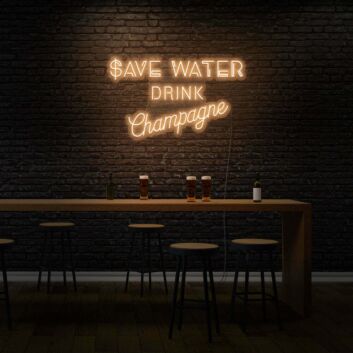 SAVE WATER DRINK Champagne LED-Neonschild für Bar Club
