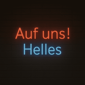 Auf uns! Helles LED-Neonschild für Bar Brauerei