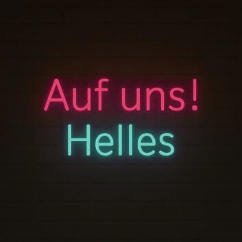 Auf uns! Helles LED-Neonschild für Bar Brauerei