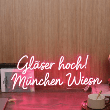 Gläser hoch! München Wiesn LED-Neonschild für Bar und Festival