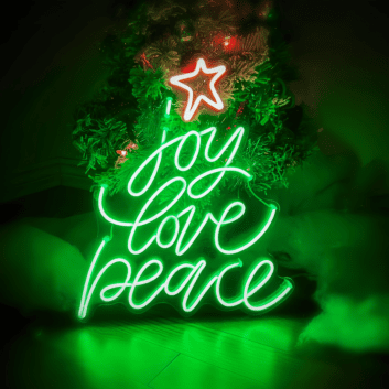 joy love peace LED-Neonschild für Weihnachten und Wohnzimmer