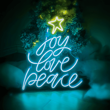 joy love peace LED-Neonschild für Weihnachten und Wohnzimmer