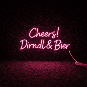 Cheers! Dirndl &amp; Bier LED-Neonschild für Bar und Oktoberfest